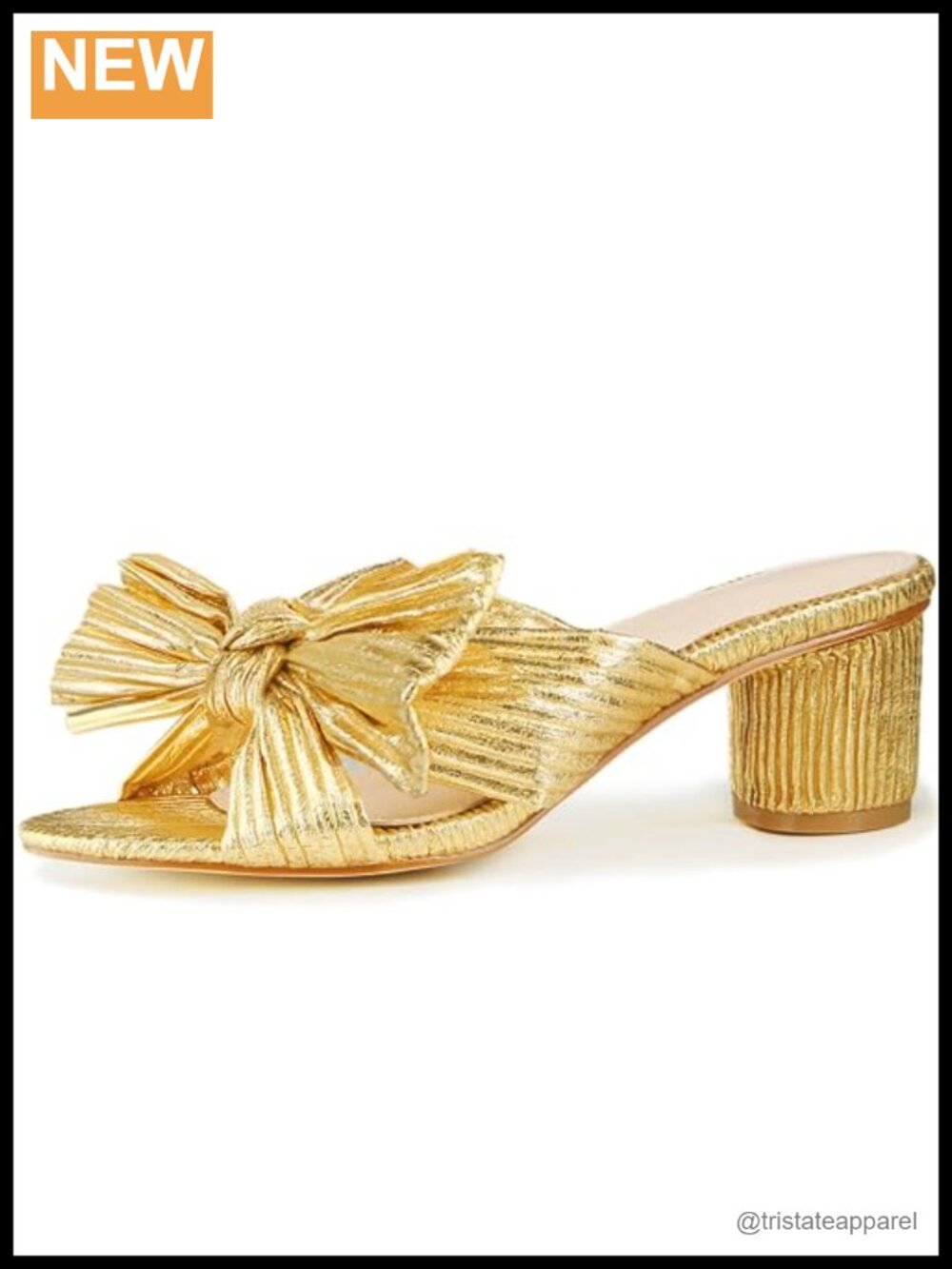 Women's Pleated Bow Knot Chunky Heel Sandals Ankle Strap Open Toe